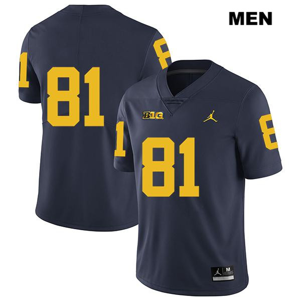 Men's NCAA Michigan Wolverines Will Sessa #81 No Name Navy Jordan Brand Authentic Stitched Legend Football College Jersey SK25F48XE